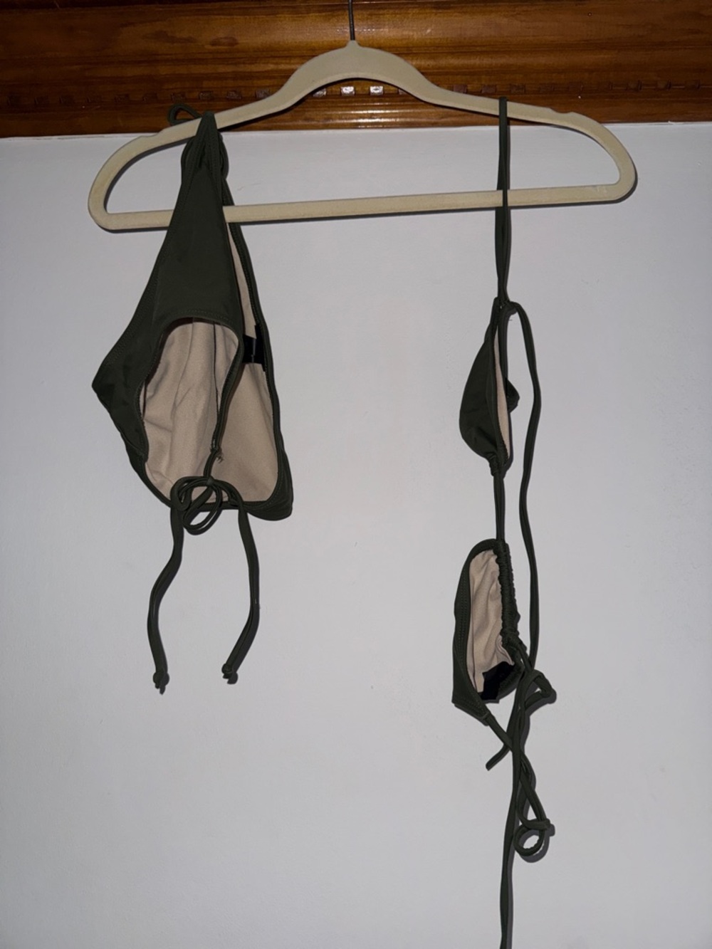 LA Hearts Olive Green String Bikini